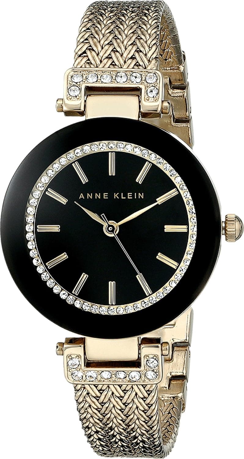Anne Klein 1906LBRG, 30mm, Black Dial, Rose Gold Stainless Steel Bracelet