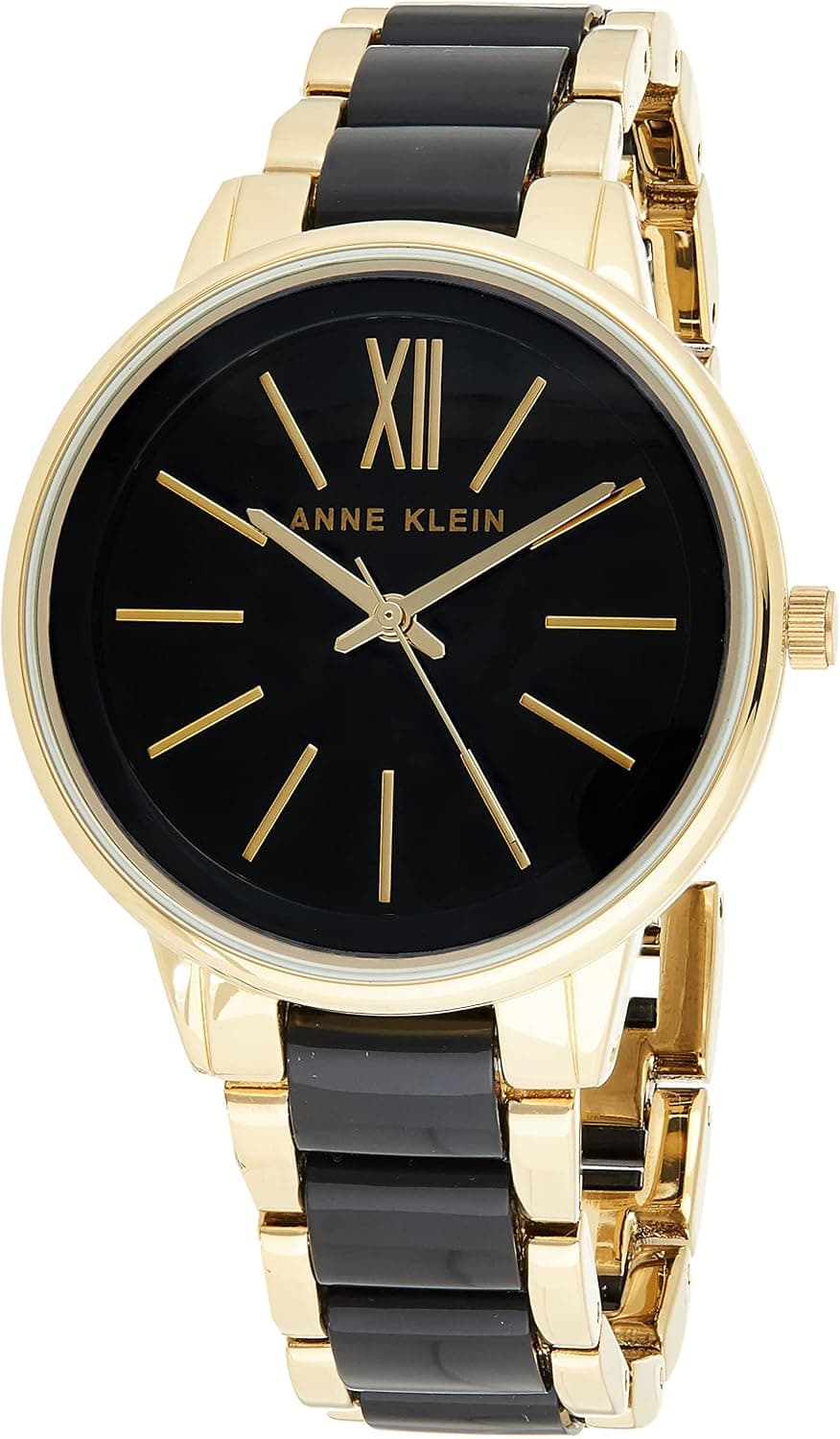 Anne Klein AK/1412BKGB, 37mm, Black Dial, Black Resin Band