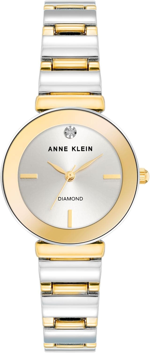 Anne Klein AK/N2435SVTT, 28mm, Silver Dial, Two-Tone Metal Bracelet