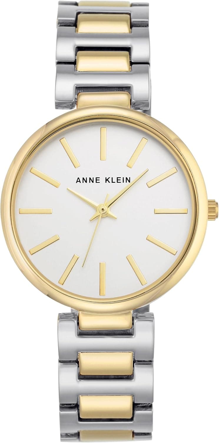 Anne Klein AK/2787SVTT, 34mm, Silver Dial, Gold and Silver Metal Bracelet