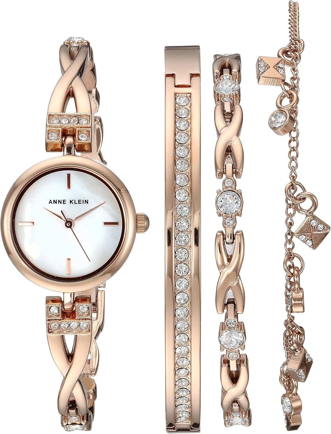 Anne Klein AK/3082RGST, 22mm, Mother-of-Pearl Dial, Rose Gold Metal Bracelet
