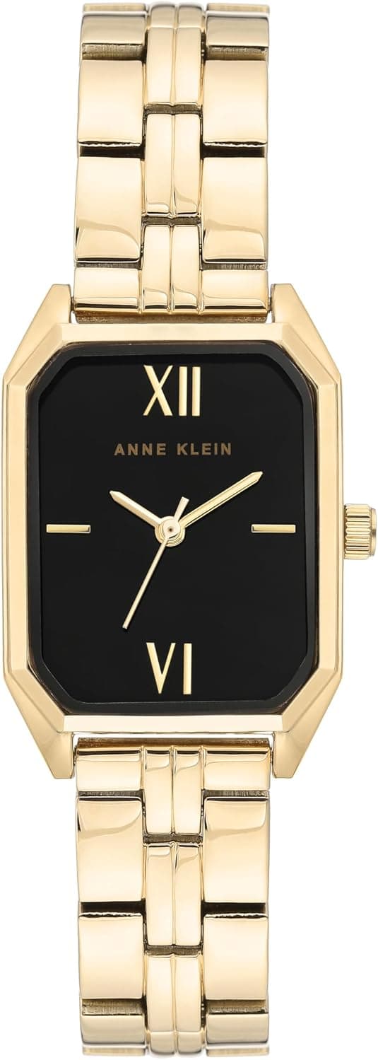 Anne Klein AK/3774BKGB, 24mm, Black Dial, Gold Metal Bracelet