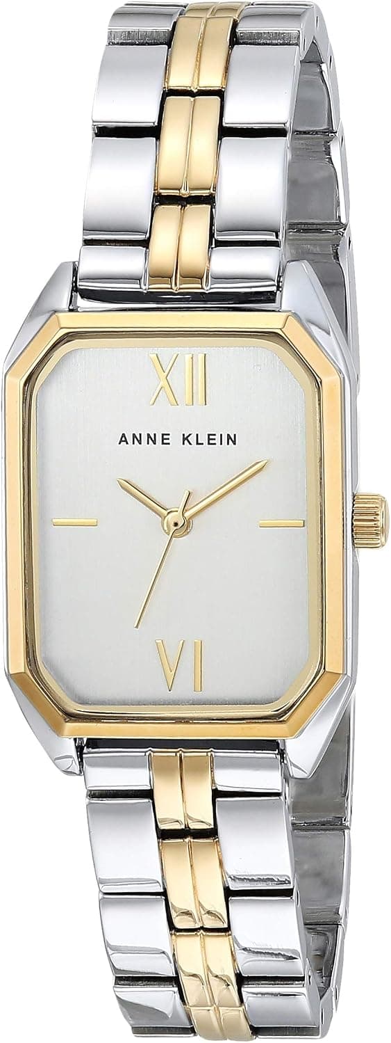 Anne Klein AK/3775SVTT, 24mm, Silver Dial, Two-Tone Metal Bracelet