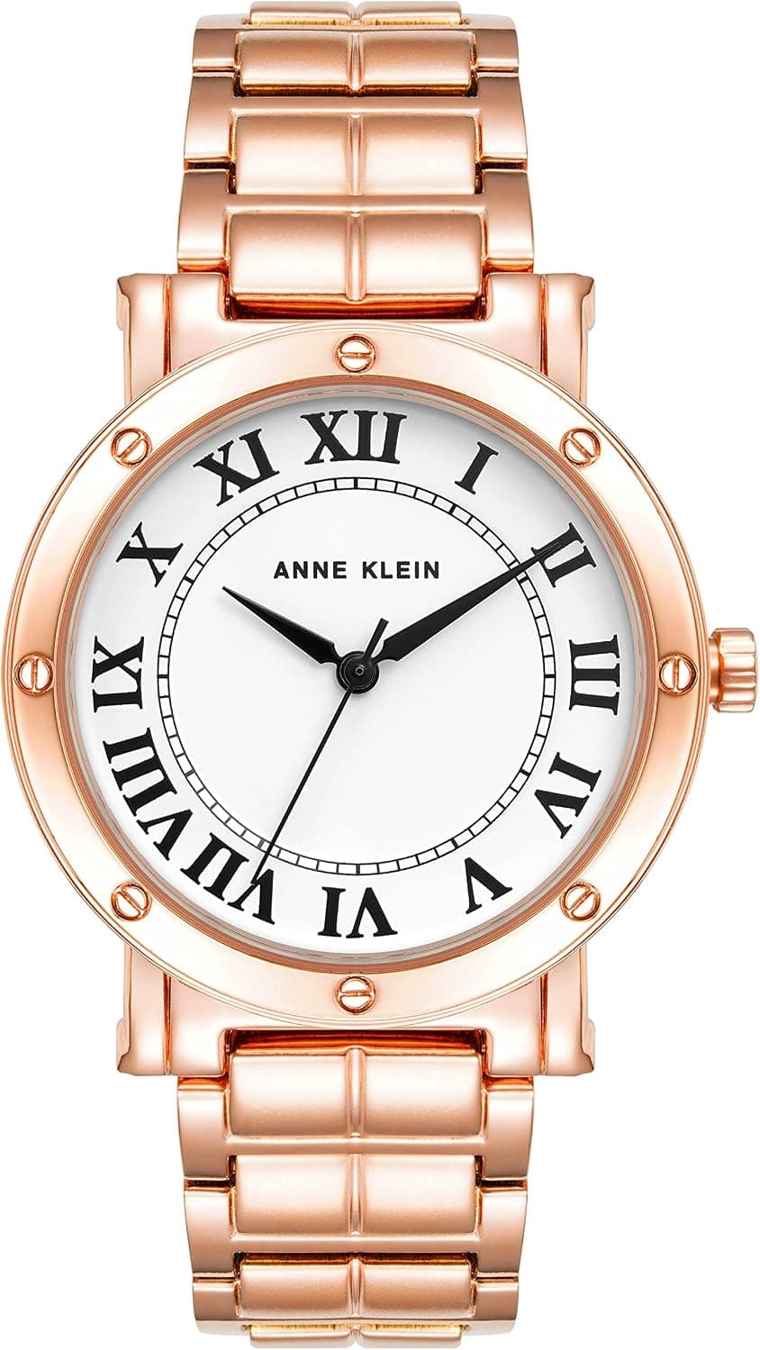 Anne Klein AK/4012WTRG, 36mm, White Dial, Rose Gold Metal Bracelet