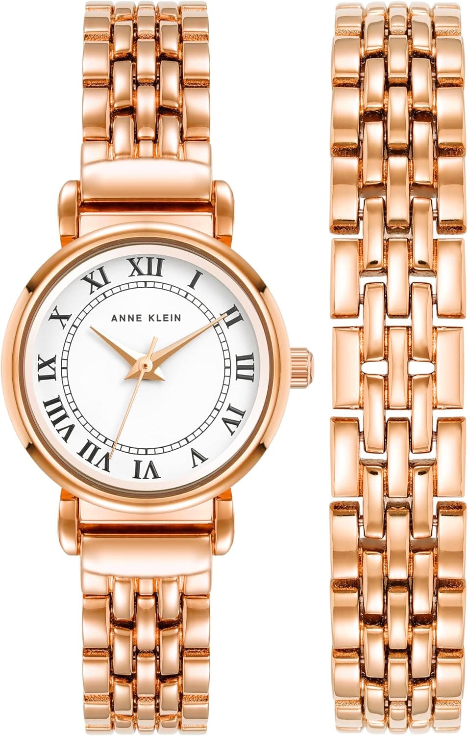 Anne Klein AK/4144RGST, 24mm, White Dial, Rose Gold Metal Bracelet