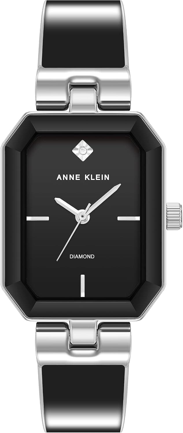 Anne Klein AK/4163BKSV, 24mm, Black Dial, Black and Silver Metal Bracelet