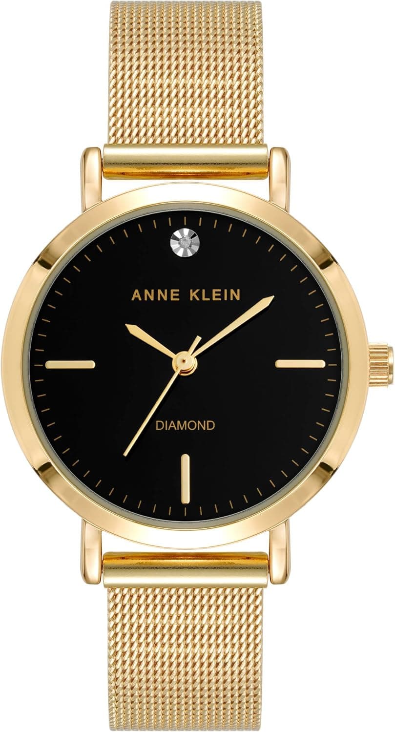 Anne Klein AK/5078BKGB, 32mm, Black Dial, Gold Stainless Steel Bracelet