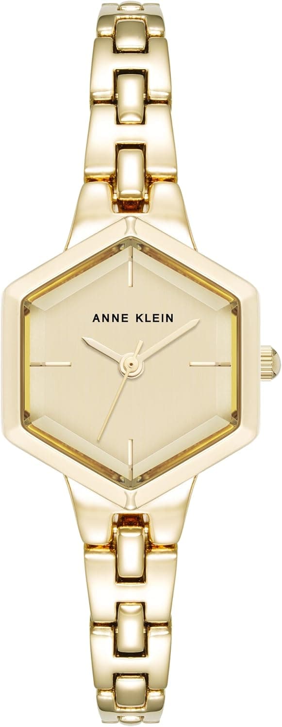 Anne Klein AK/5106CHGB, 21mm, Gold Dial, Gold Metal Bracelet