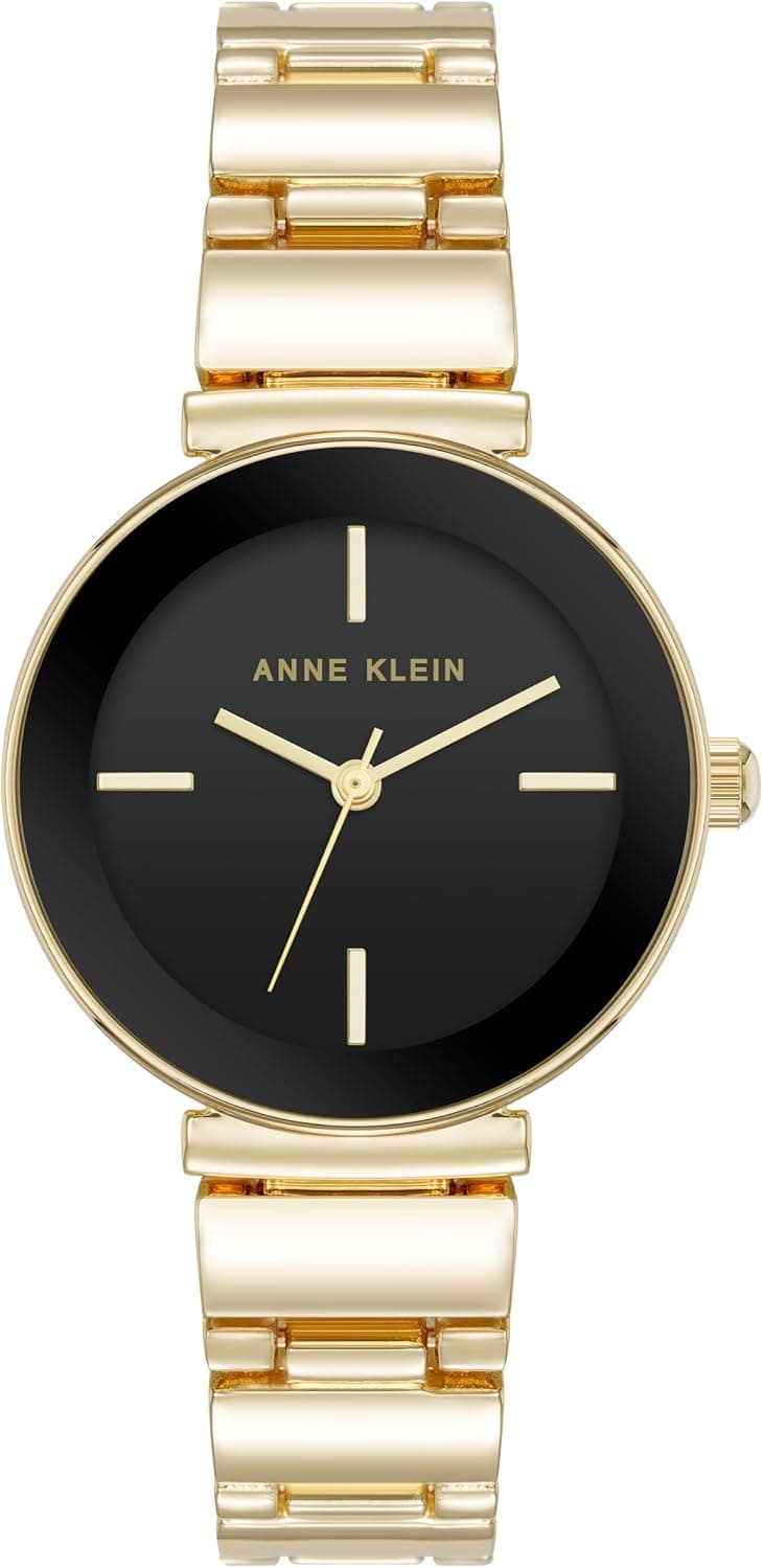 Anne Klein AK/5194BKGB, 35mm, Black Dial, Gold Metal Bracelet