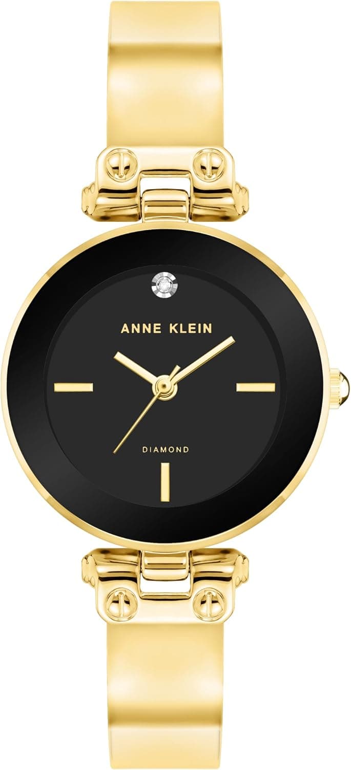 Anne Klein AK/5202BKGB, 34mm, Black Dial, Gold Metal Bracelet