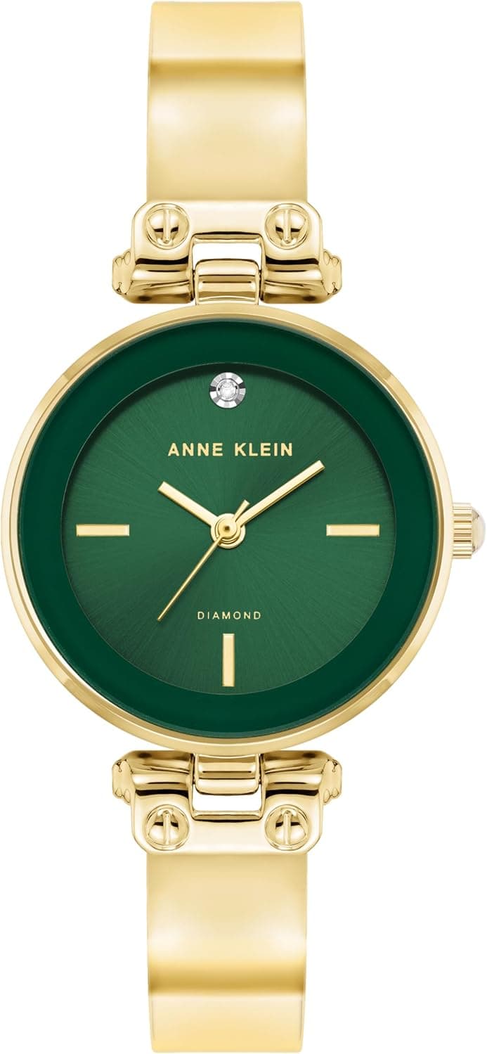Anne Klein AK/5202GNGB, 34mm, Green Dial, Gold Metal Bracelet