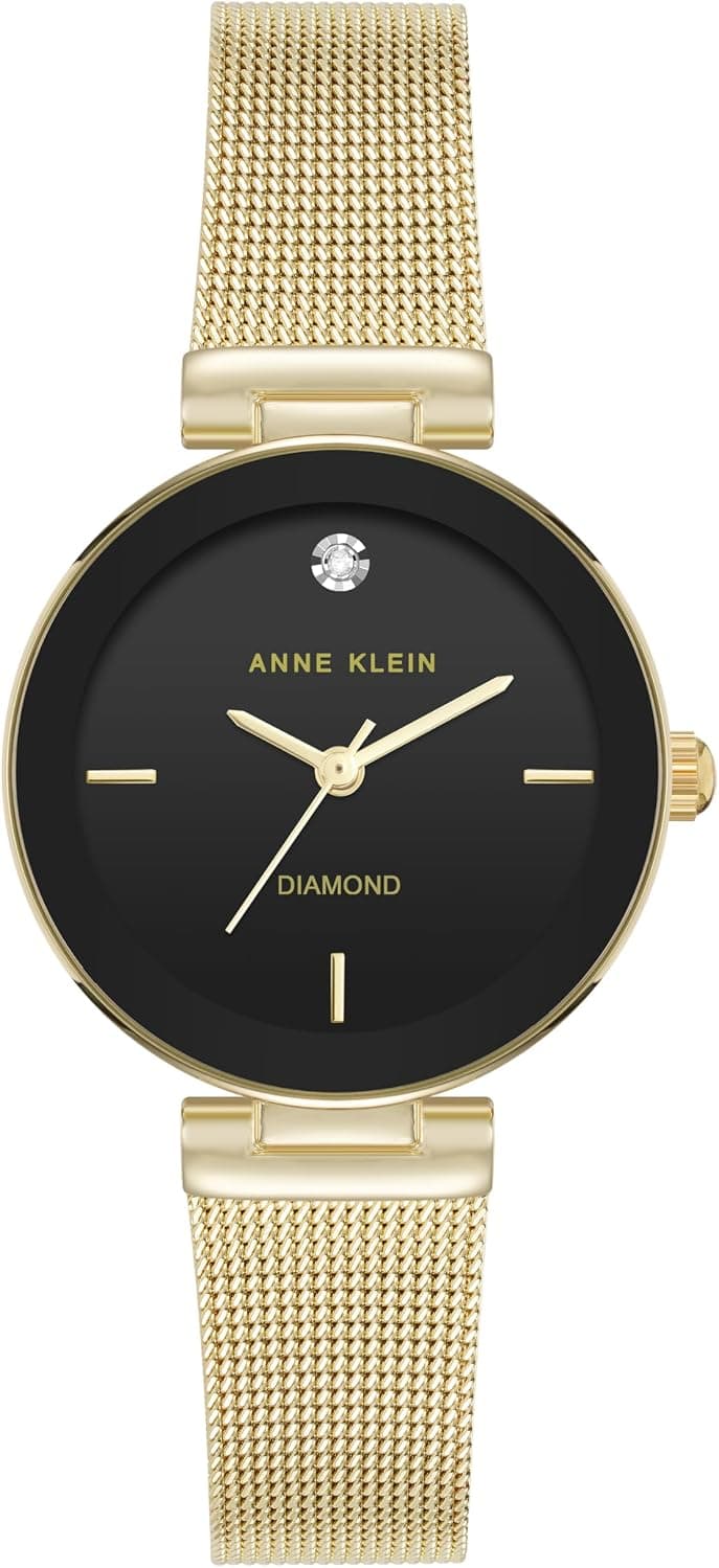 Anne Klein AK/5310BKGB, 30mm, Black Dial, Gold Stainless Steel Bracelet