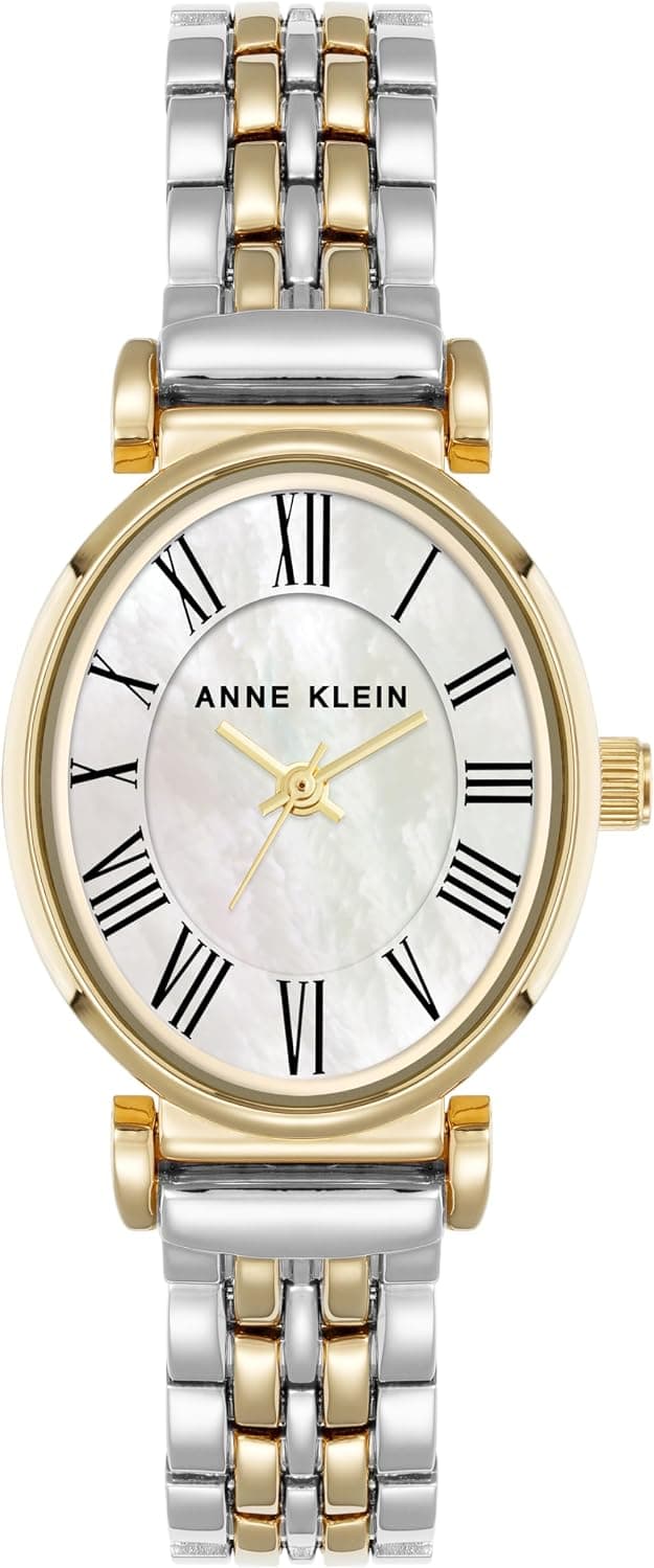 Anne Klein AK/5329MPTT, 25mm, White Dial, Gold Metal Bracelet