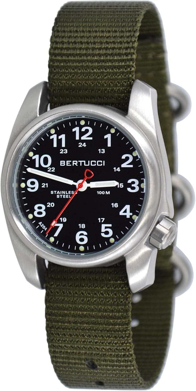 Bertucci A-1S Field 10112, 36mm, Black Dial, Green Nylon Band