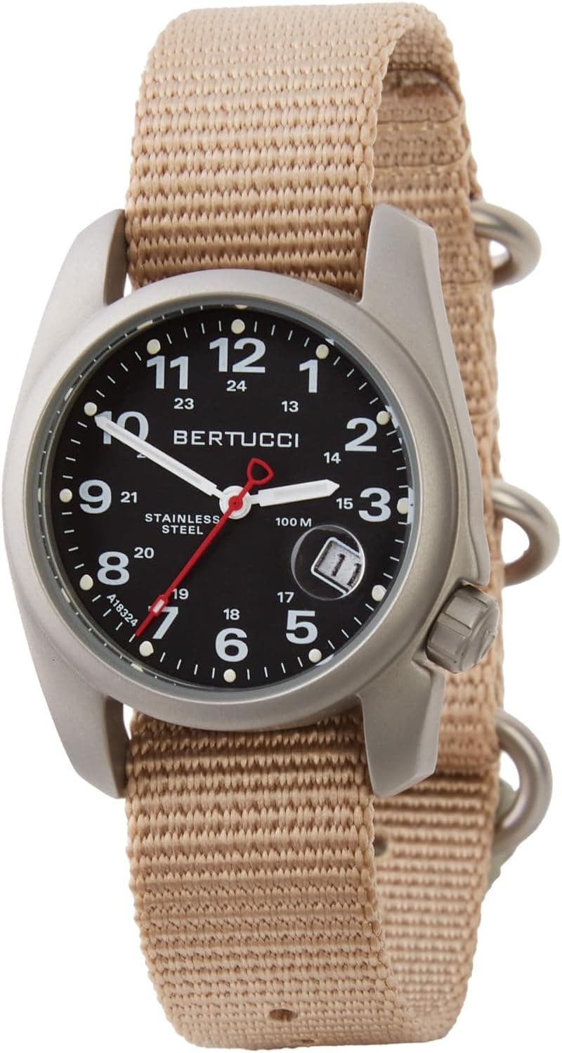 Bertucci A-1S Super Field 10601, 36mm, Black Dial, Khaki Nylon Band