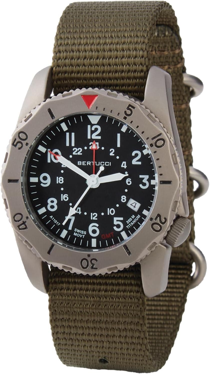 Bertucci Field Pro GMT A-2TR, 40mm, Black Dial, Green Nylon Band