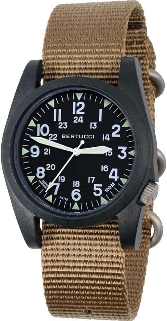 Bertucci A-3p Sportsman 13385, 42mm, Black Dial, Black Nylon Band