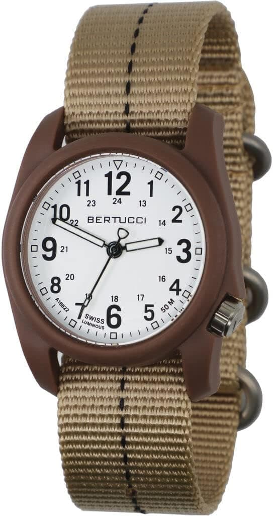 Bertucci DX3 Plus 11113, 40mm, White Dial, Khaki Nylon Band