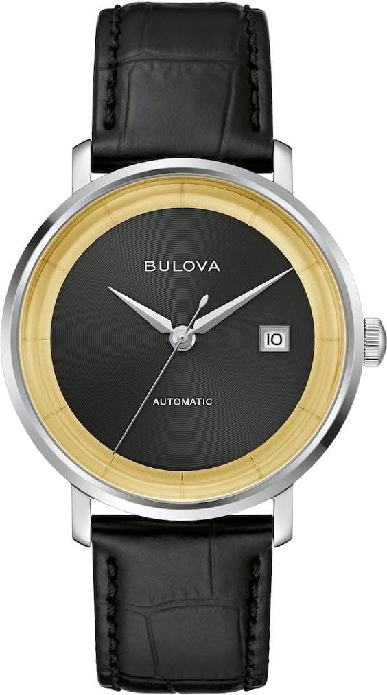 Bulova Archive Series Rat Pack 40mm, Black Dial Black Leather