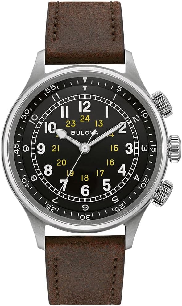 Bulova Classic 96A245, 42mm, Black Dial, Brown Leather Band
