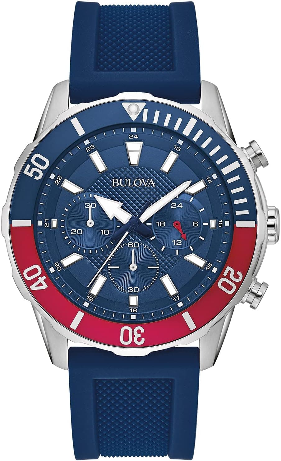 Bulova Classic 98A288, 44mm, Blue Dial, Blue Silicone Band