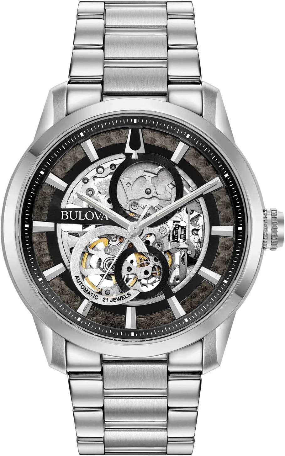 Bulova Classic Sutton 96A208, 43mm, Siyah Kadran, Gümüş Paslanmaz Çelik Kordon