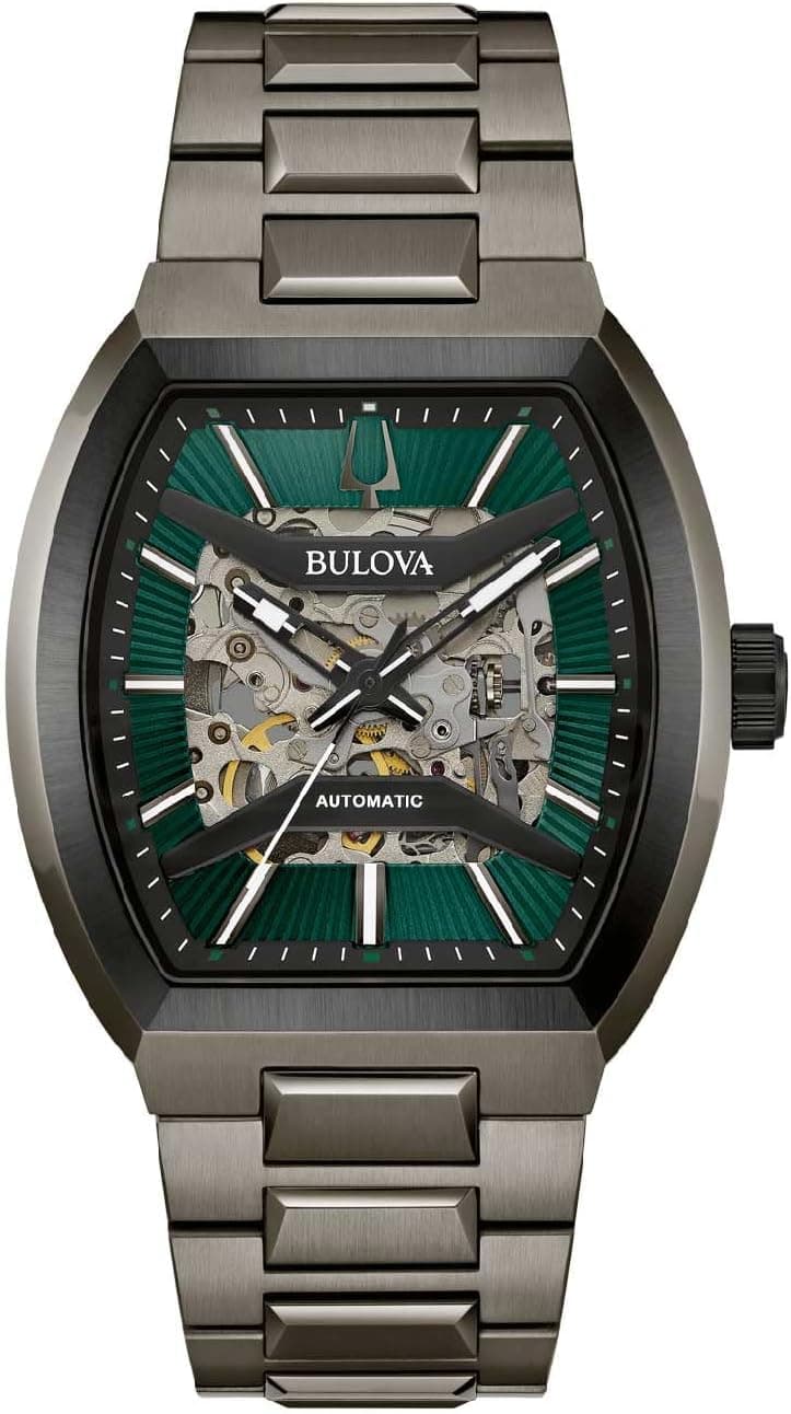 Bulova 98A321 48mm, Yeşil Kadran Gri Paslanmaz çelik