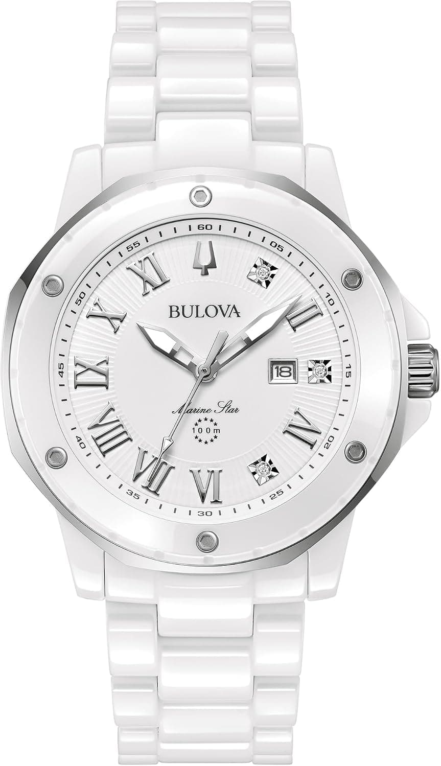 Bulova Marc Anthony 98P222, 36mm, White Dial, White Ceramic Bracelet