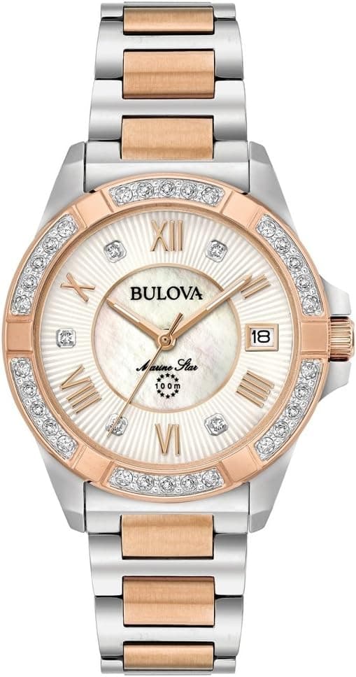 Bulova 98R234 32mm, White Dial Two Tone Stainless steel