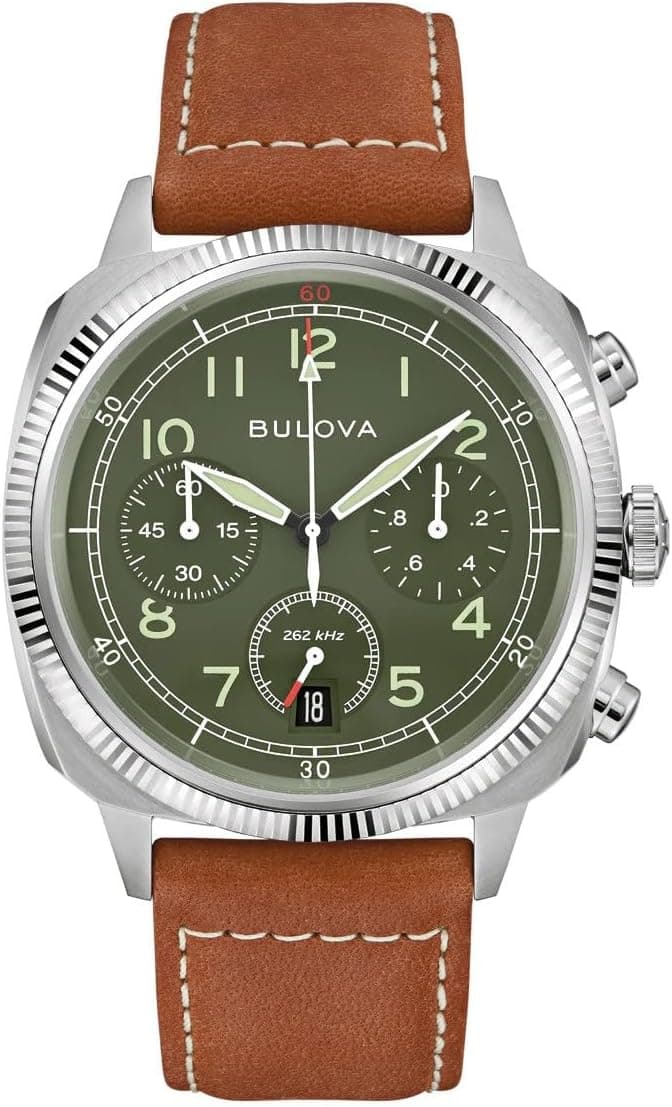 Bulova 96B482 38mm, Silver Dial Brown Leather
