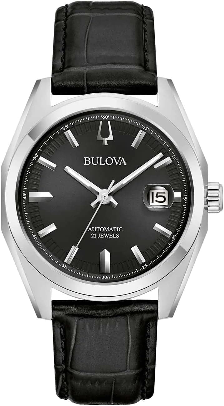 Bulova 96B435 39mm, Black Dial Black Leather