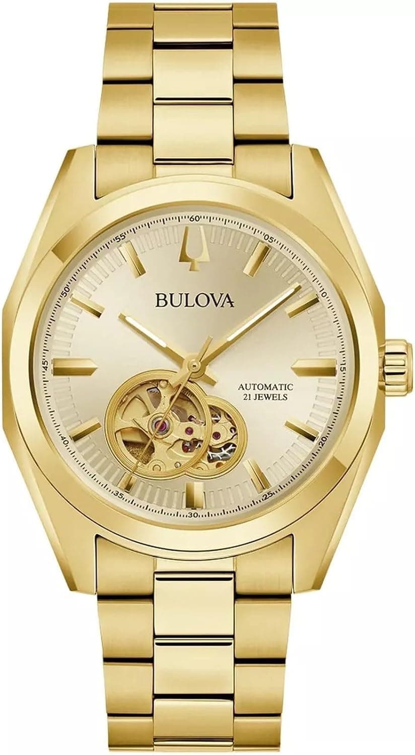 Bulova Surveyor 97A182, 39mm, Gold Dial, Gold Stainless Steel Bracelet