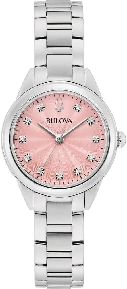 Bulova Sutton 28mm, Pink Dial Silver Stainless steel
