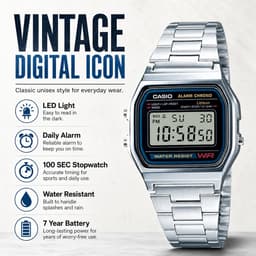 Casio A-158WA-1 32mm Unisex Uhr, Detailansicht 4