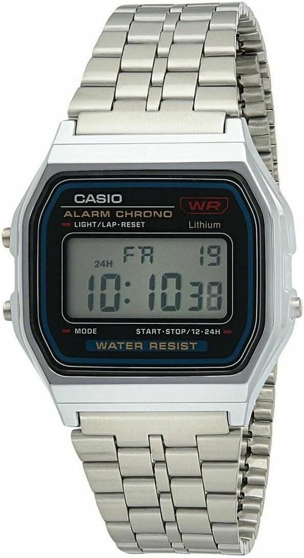 Casio A159W-N1DF Classic Digital Bracelet 38mm, Black Dial ['Resi