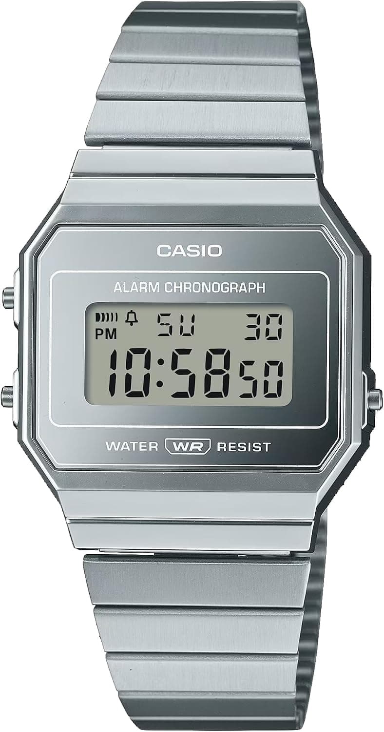 Casio Vintage Retro Collection A700W 36mm, Gri Kadran Gümüş Pasla