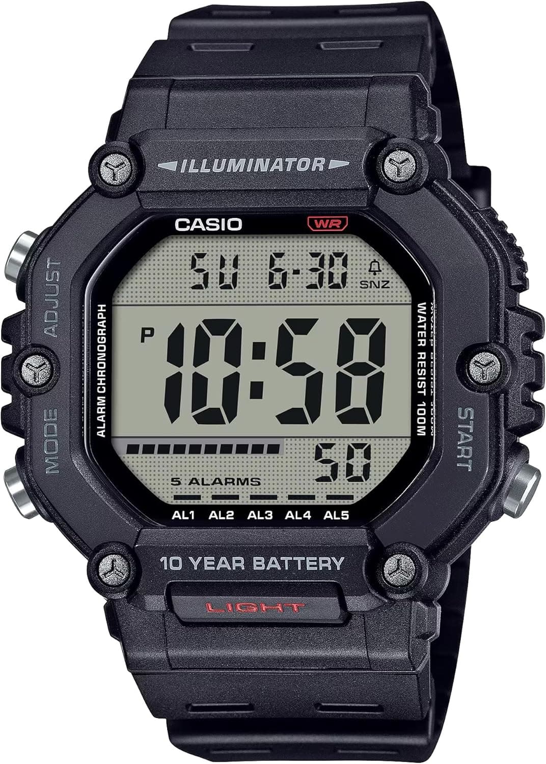 Casio AE-1600H 49.7mm, Clear Dial Black Resin