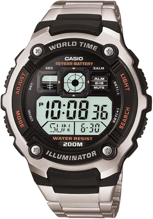 Casio Silver-Tone Multi-Functional 48mm, Schwarzes Zifferblatt Si