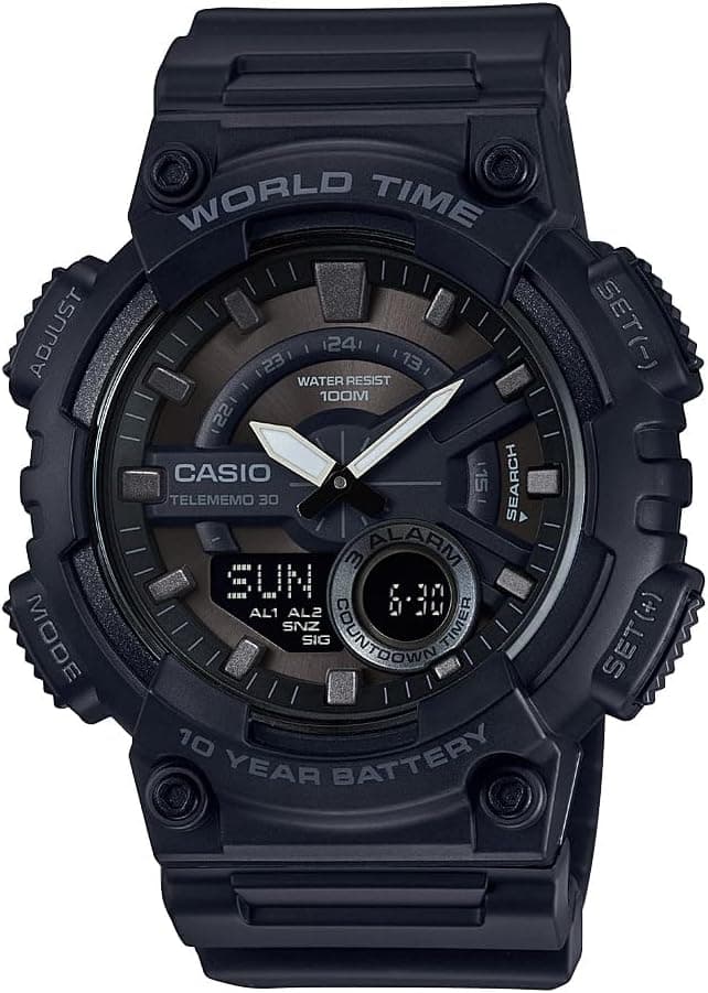 Casio BLACK OUT 50mm, Black Dial Gold Resin