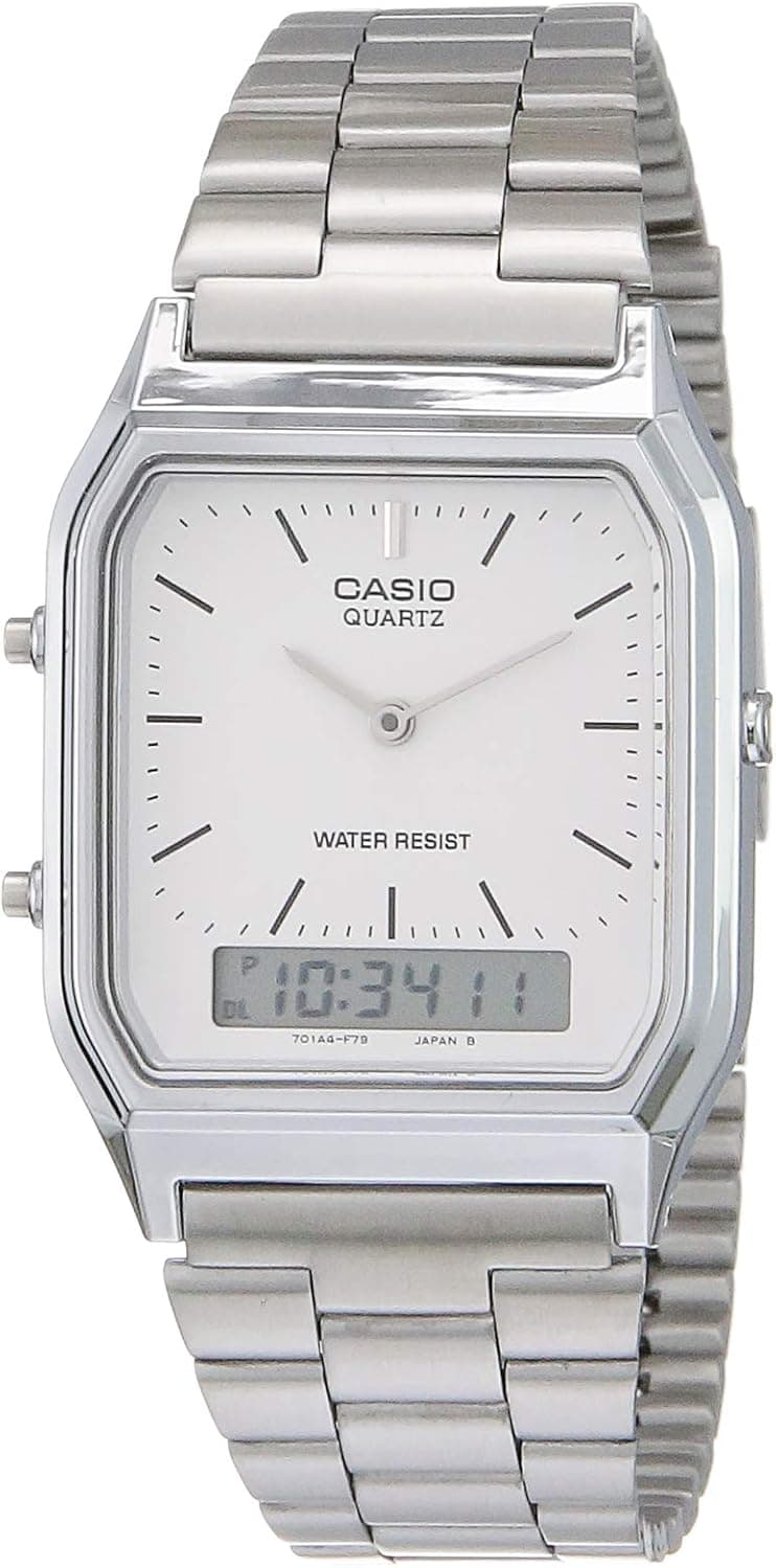 Casio - - 28mm, White Dial Silver Stainless steel
