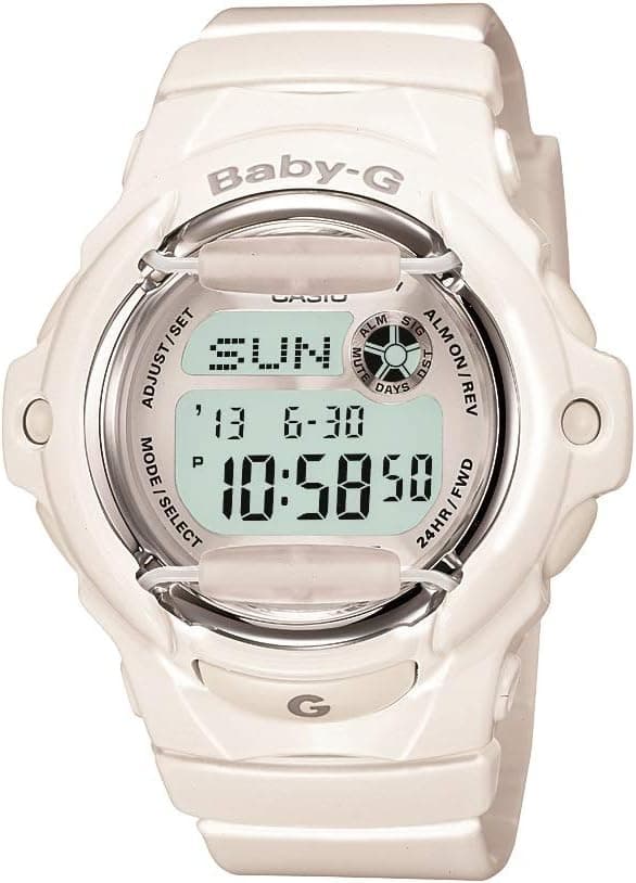 Casio Series Digital Baby-G 100 SEC 43mm, Gray Dial White Resin