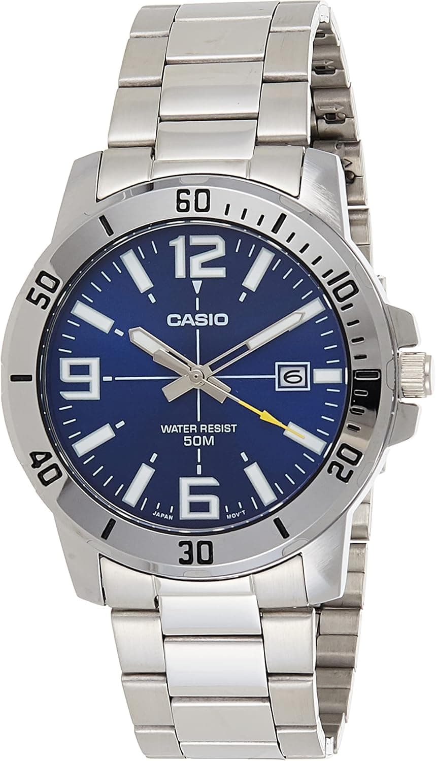 Casio Diver Style MTP-VD01D-2BVCF, 42mm, Blue Dial, Silver Stainless Steel Bracelet