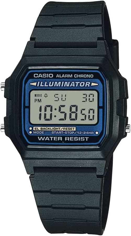 Casio F105W-1A 34mm, Gray Dial Black Resin