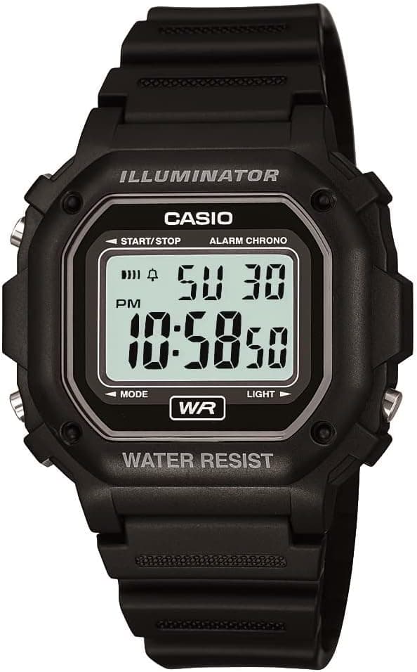 Casio F-108WH-1ACF, 42 mm, graues Zifferblatt, schwarzes Kunststoffarmband