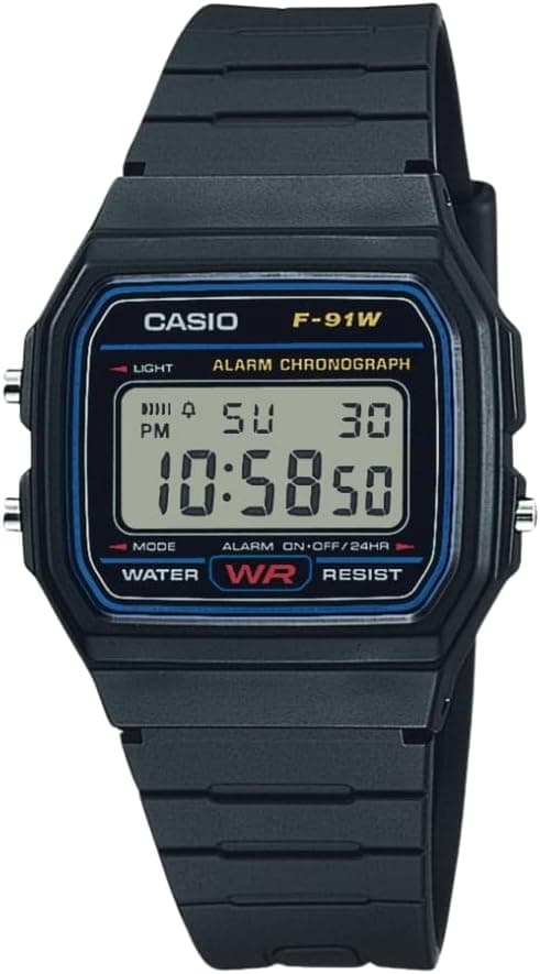Casio F91W Series Digital Watch Water Resistant LED Light