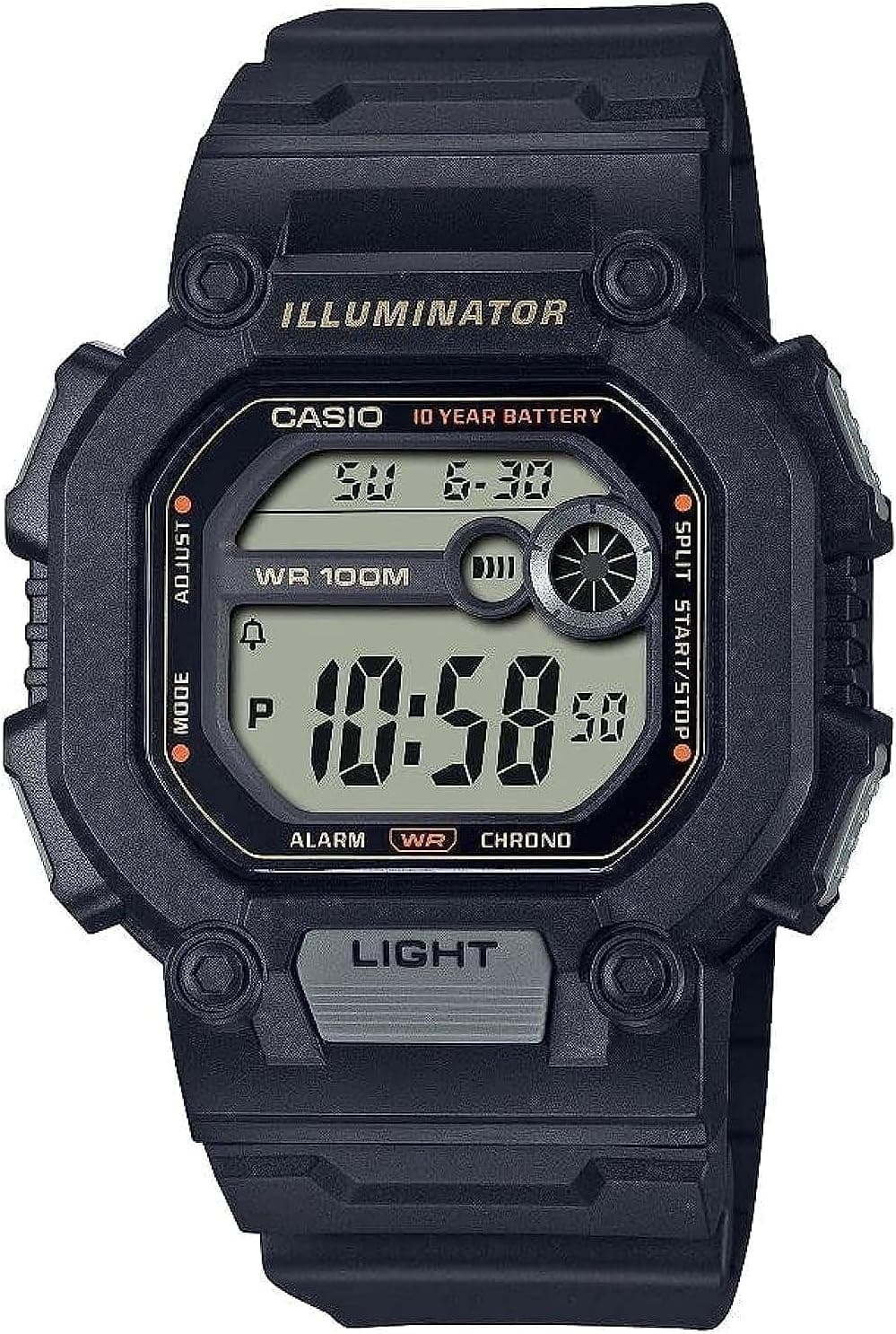 Casio Illuminator W737HX-1AV 46mm, Schwarzes Zifferblatt Schwarz