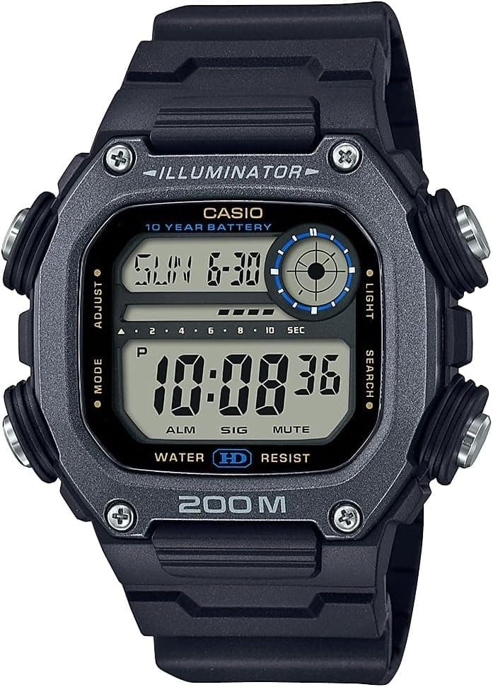 Casio Illuminator 50mm, LCD Dial Black Resin