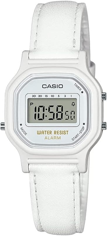 Casio LA-11WL-7ACF 26mm, Gray Dial White Leather