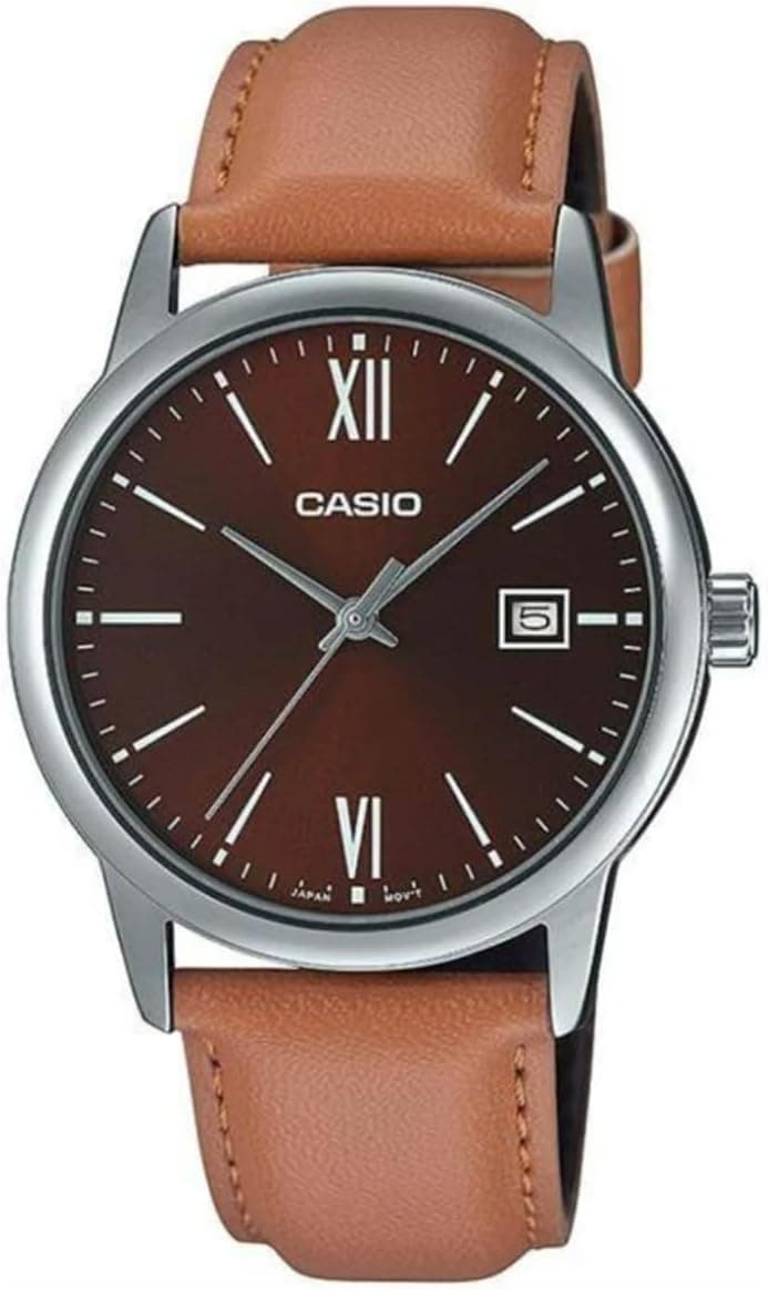 Casio MTP-V002L-5B3 38mm, Brown Dial Brown Leather