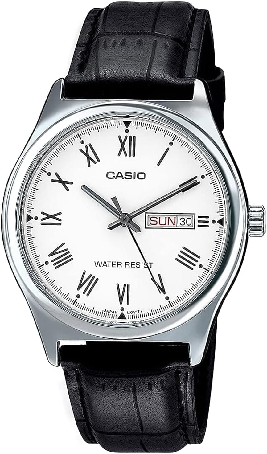 Casio MTP-V006L-7BUDF-NOBX-EW 41mm, Beyaz Kadran Kahverengi Deri